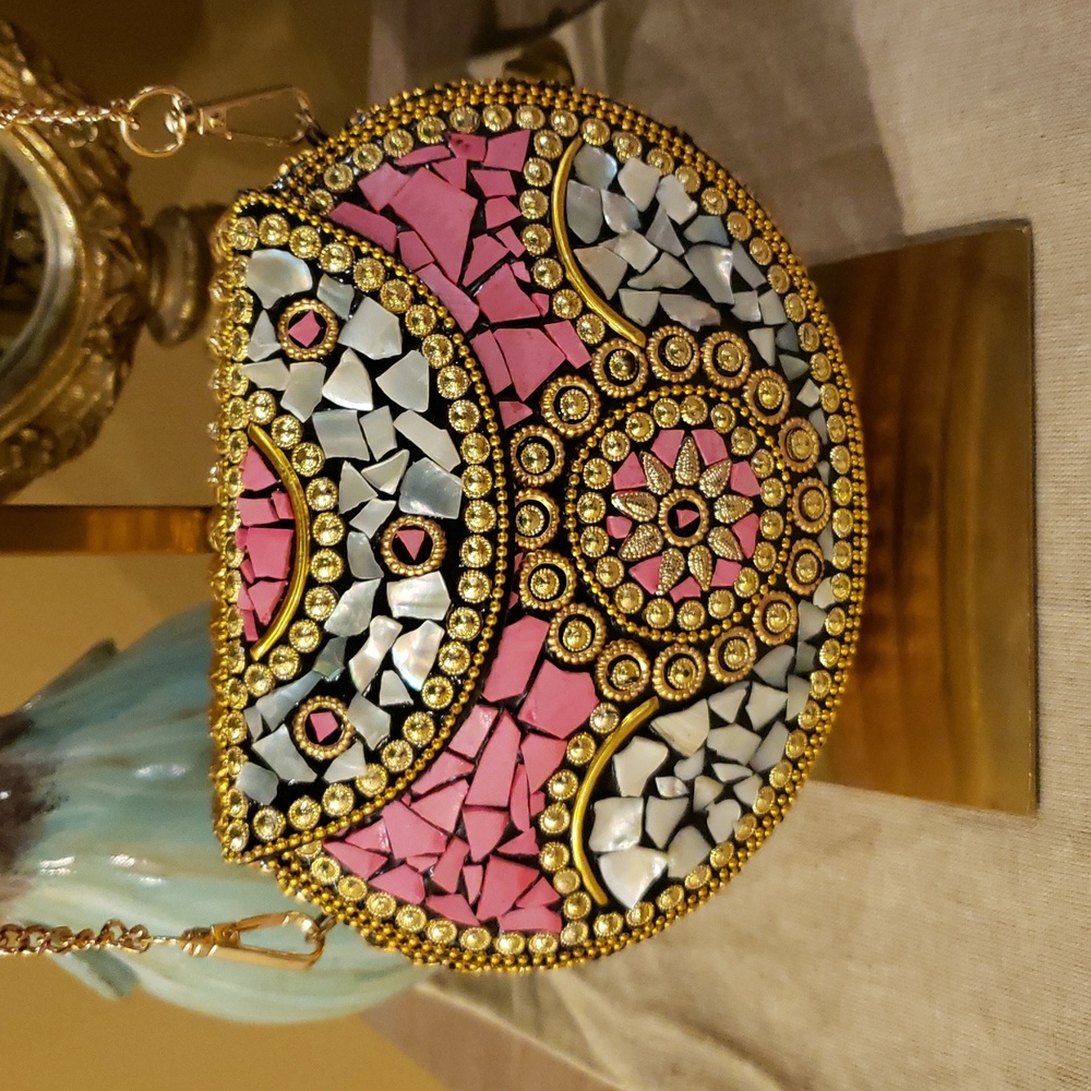 RAMLA Mosaic Crossbody Bag in Pink, Blue & Gold (NWOT - MSRP $275) - Picture 2 of 10